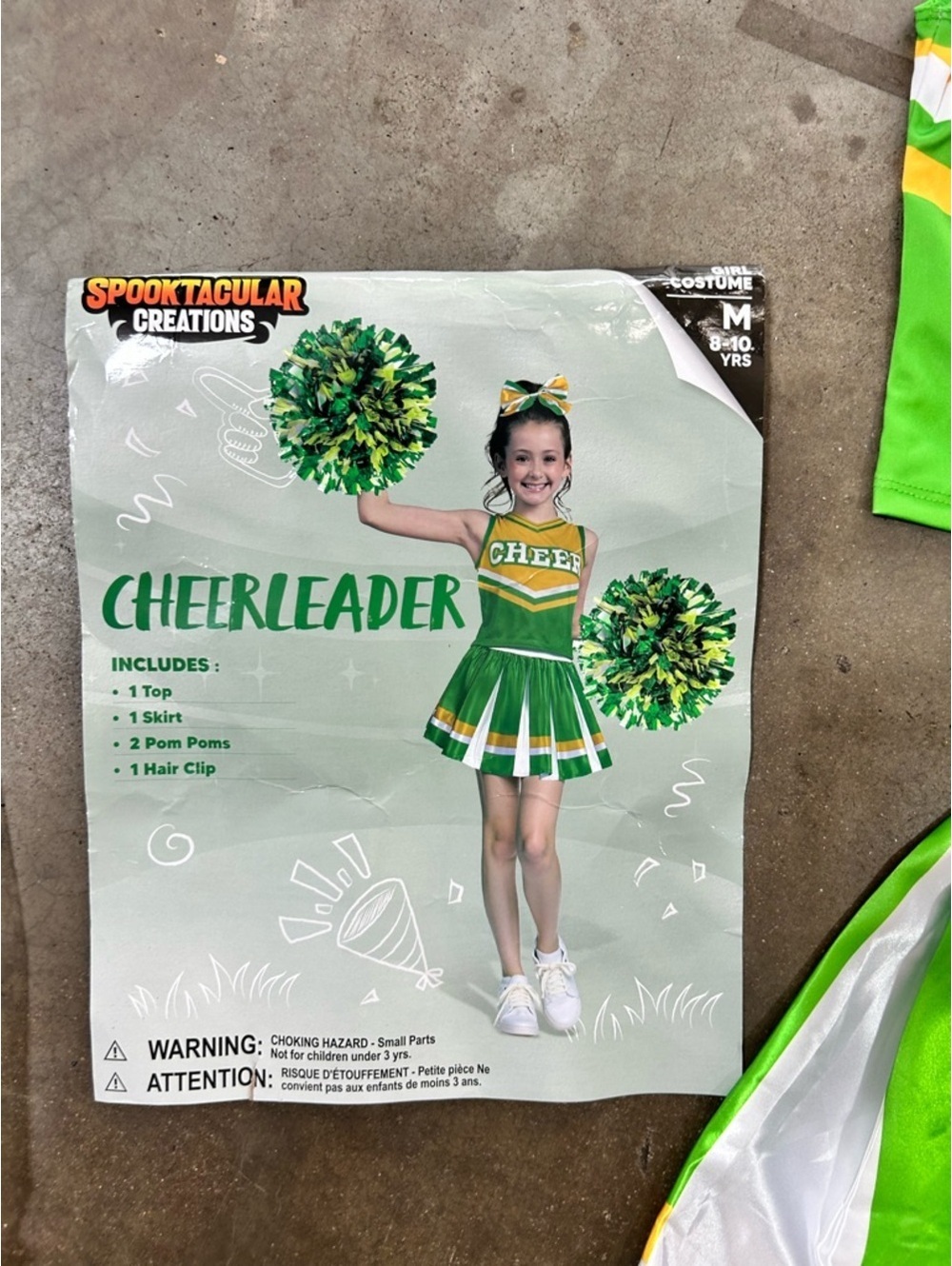 Spooktacular Creations Cheerleader Costume Green & Yellow | Size Medium 8-10 NEW